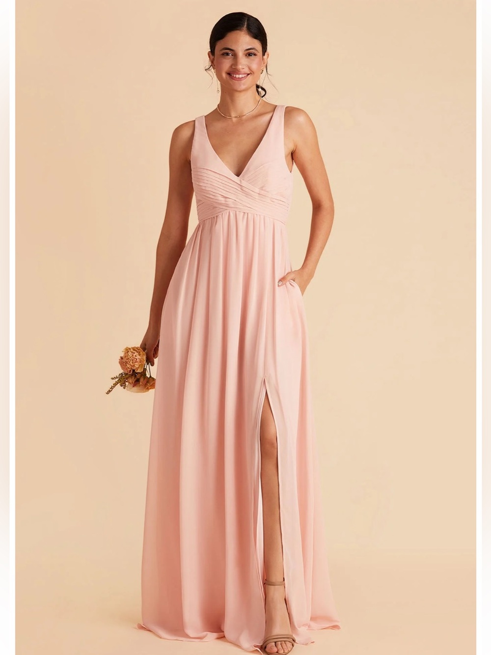 Birdy Grey Blush Pink Chiffon Laurie Maxi Dress M - Picture 7 of 10